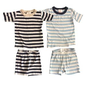Hanna Andersson set of two size 4 short sleeve blue navy striped pajama set pjs
